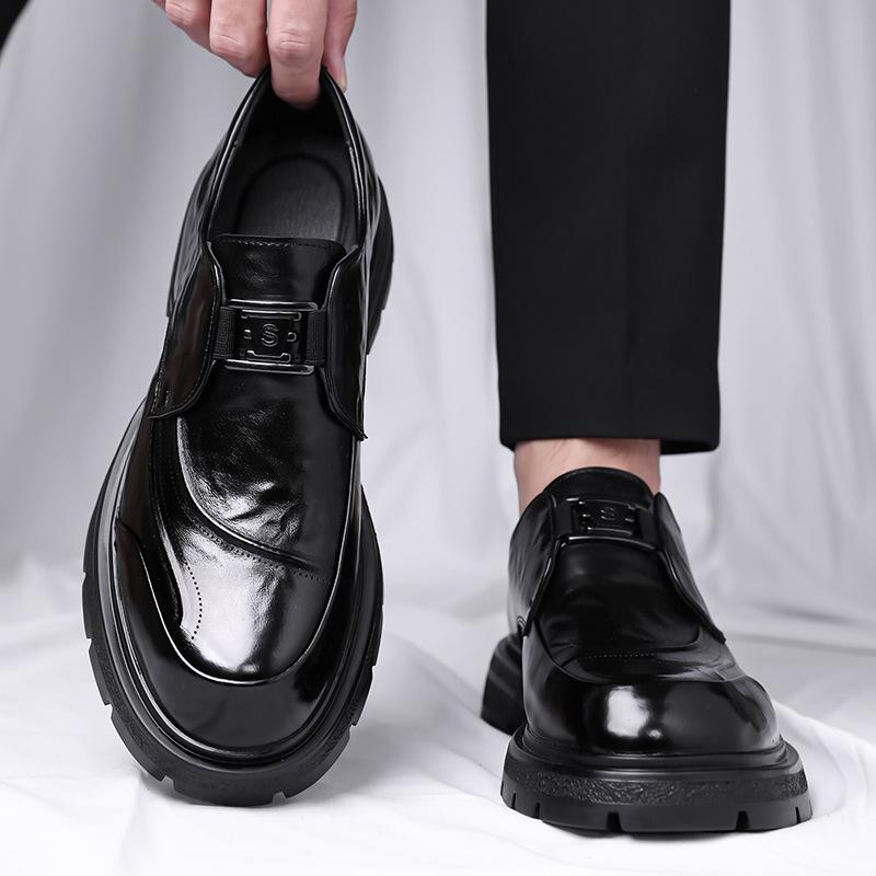 New Designer Business Leather Shoes for Men British Fashion Casual Platform Shoes Male Spring Autumn Black Dress Shoe Man