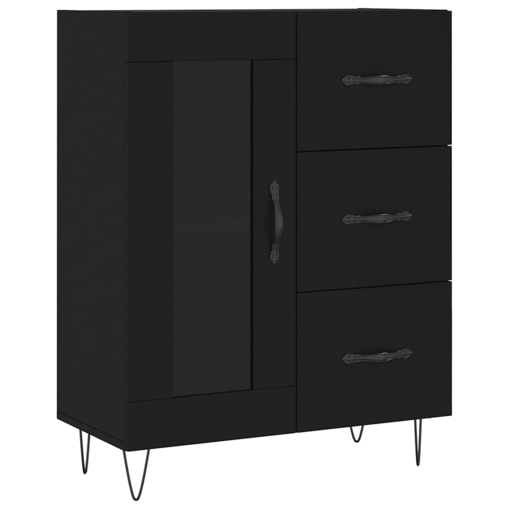 Highboard Black 69.5 x 34 x 180 cm Particleboard