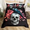 Floral Comforter Cover No Filling Black Skeleton Bedding Set Antique Victorian Baroque Skull Duvet Cover Gothic Vintage