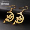 Teamer Hollow Moon Star Drop Earrings Stainless Steel Flower Elf Pendant Dangle Earrings for Women Wedding Party Jewelry Gifts