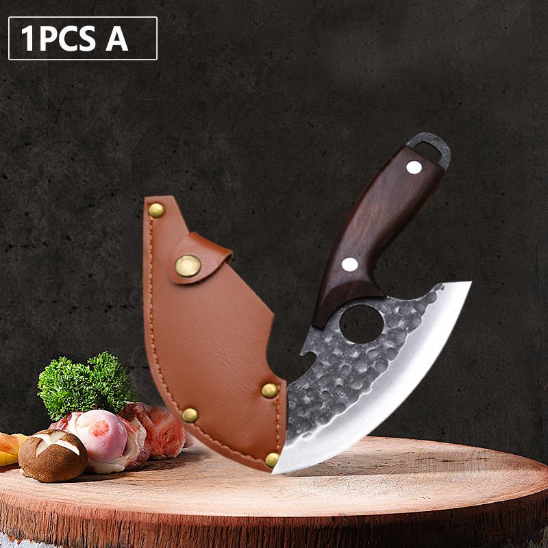 WXCOO Kitchen Boning Knife Butcher Knife Multifuntional Bottle Opener Hand-forged Chef Knife For Cooking Household Wooden Handle