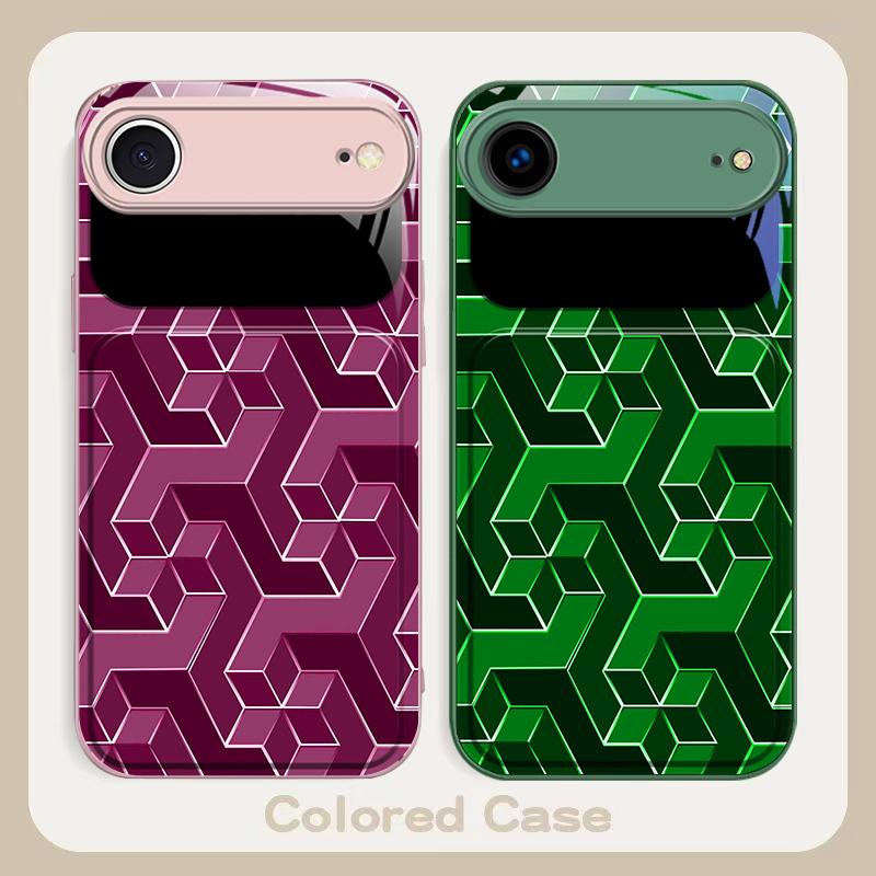 Abstract geometric grid For iPhone 17 Air 16 E 15 14 13 Plus 12 mini 17 Pro Max 11Pro XR Xs 7 8 11 Tempered Glass Phone Case