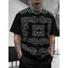 Bohemian Bandana Patterned Short - Sleeve Tops Summer Round Neck 3D Print Fashionable Casual Men's T-shirts