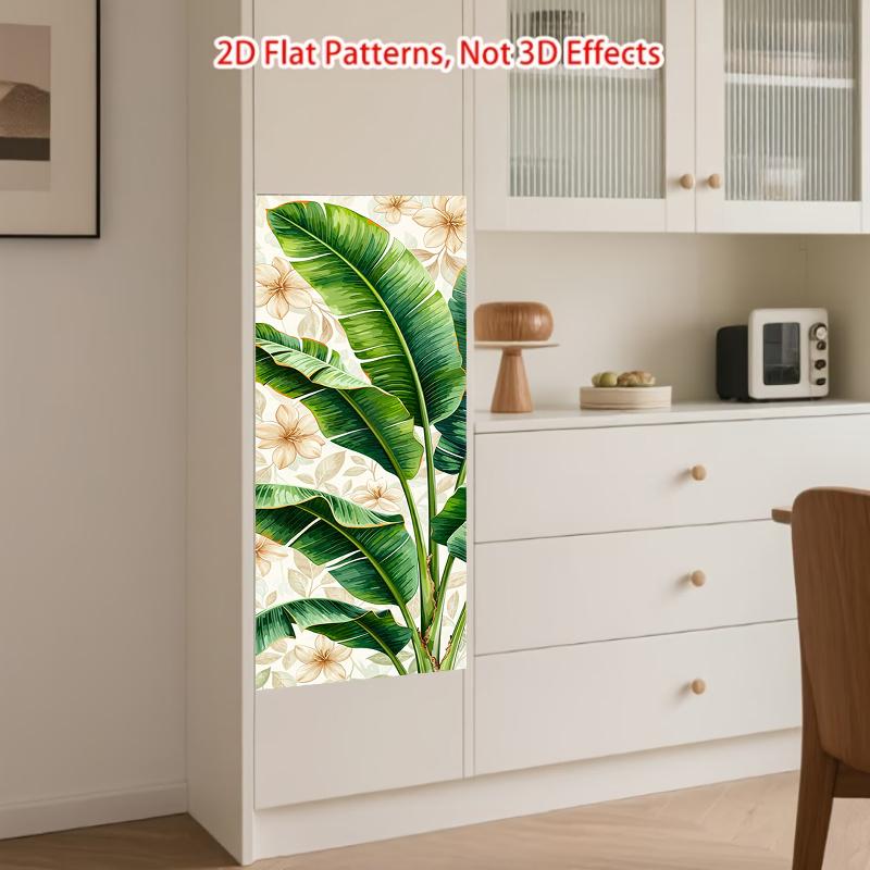 84Style Fridge Stickers Refrigerator Cover Door Landscape Plant Sea Vinyl Self Adhesive Kitchen Furniture Decor Wrap Freezer Sticker DIY