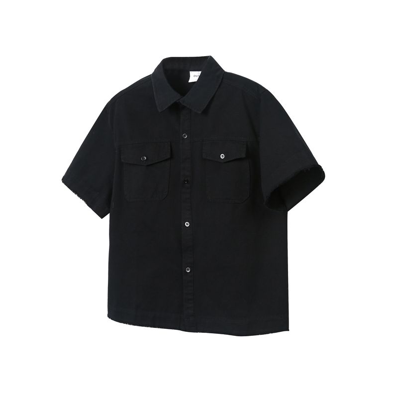 Kisko American Retro Style Boxy Workwear Short-Sleeved Shirt for Men and Women Vintage Loose Casual Outdoor Shirt