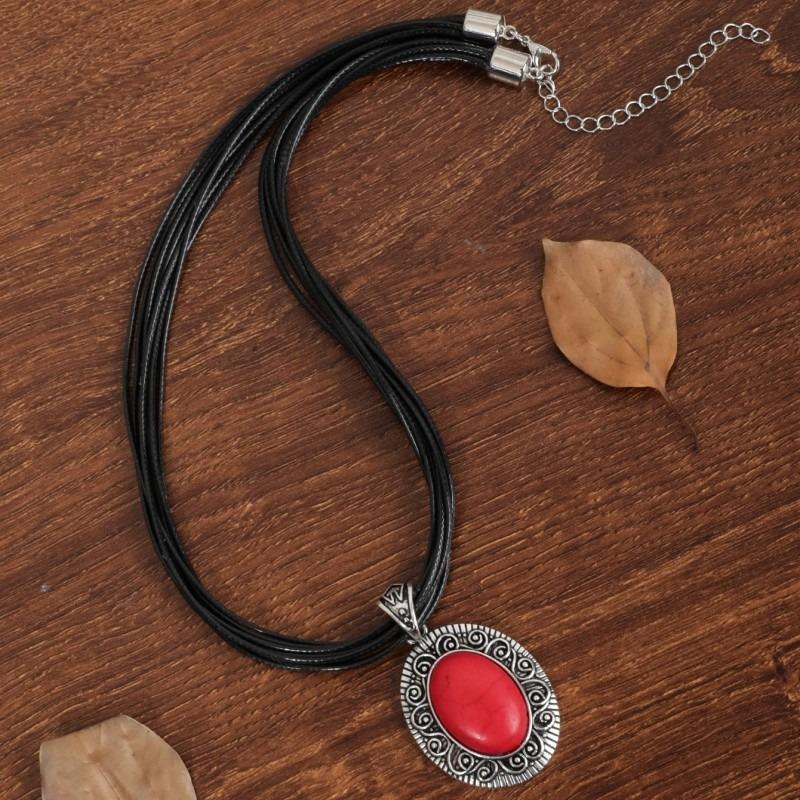 BLINGBAY Women's Pendant Necklace Bohemian Retro Ethnic Style Turquoise Necklace Female Personality Geometric Pendant Necklace Girl Birthday Gift