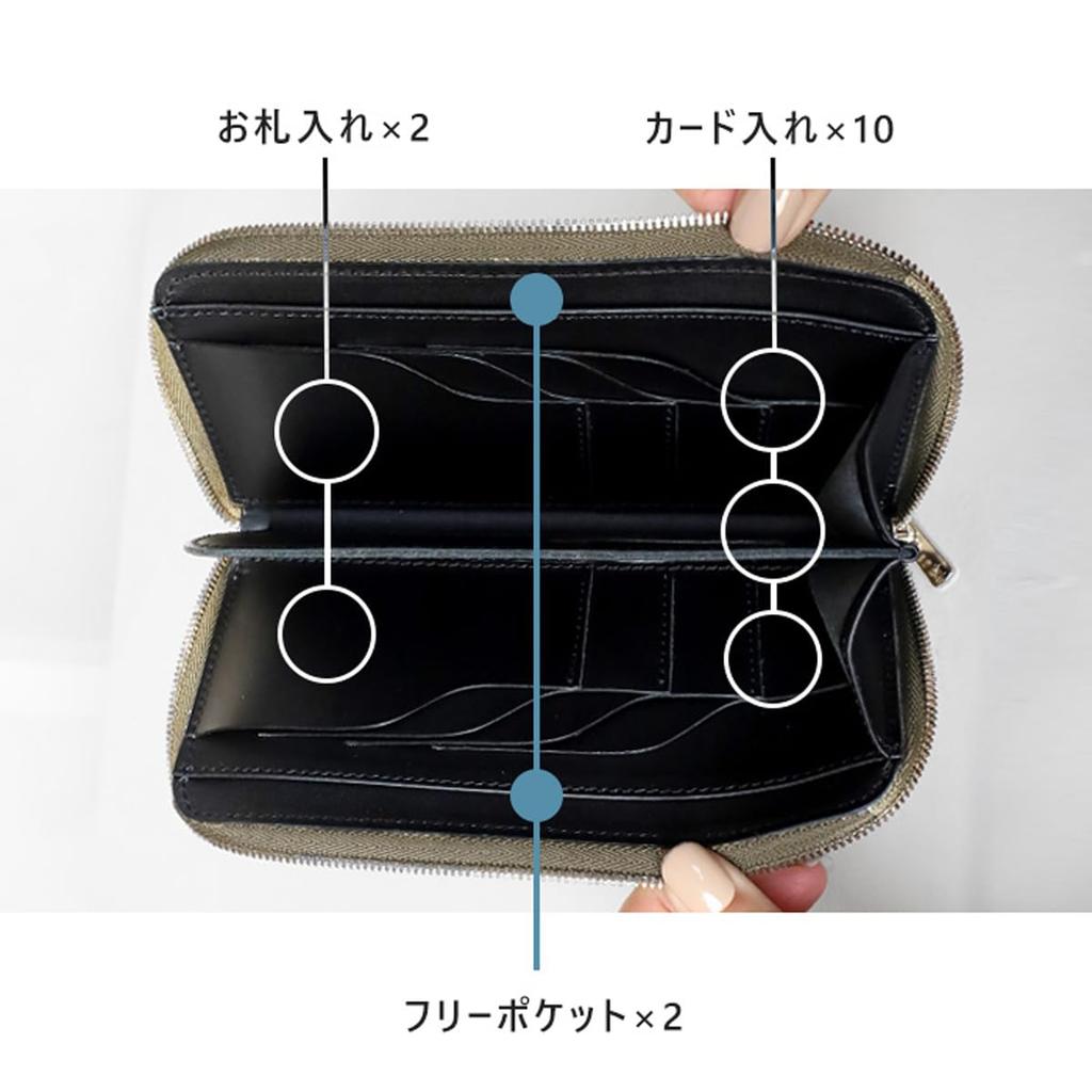 Ikenohata Ginkakuten CRAMP Pueblo Leather Long Wallet with Round Zipper, Men's and Women's, CR-604 (Black)