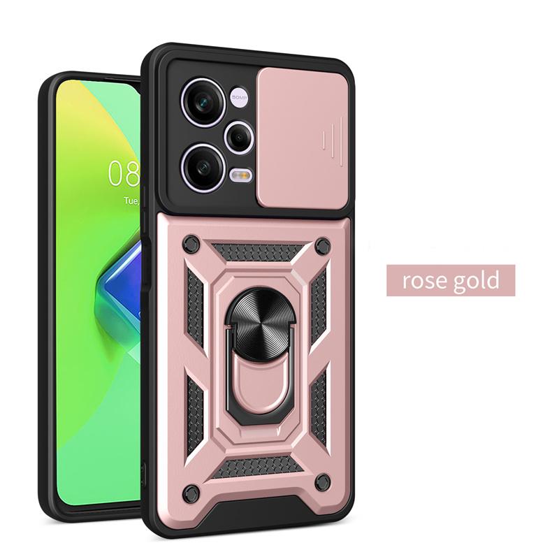 Shockproof Slide Lens Armor Funda For Xiaomi Redmi Note 12 Pro Plus 12S Note12 4G 5G Case Ring Stand Back Cover for Redmi 12 12C