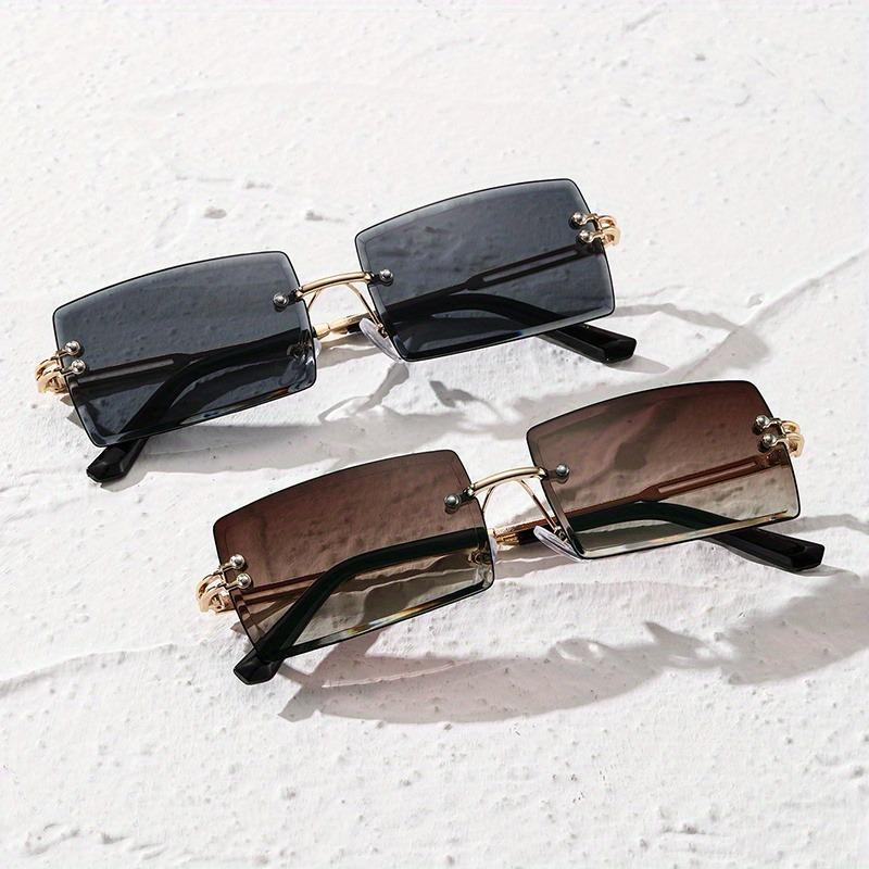 2 Pairs of Rectangular Frameless Versatile Fashionable Women'S Daily Glasses