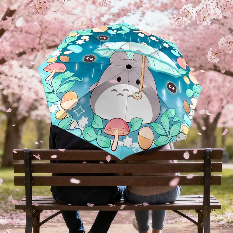 Ombrello di Totoro con Apertura Automatica per Avventure all'Aperto, Accessorio da Viaggio Perfetto e Regalo 200