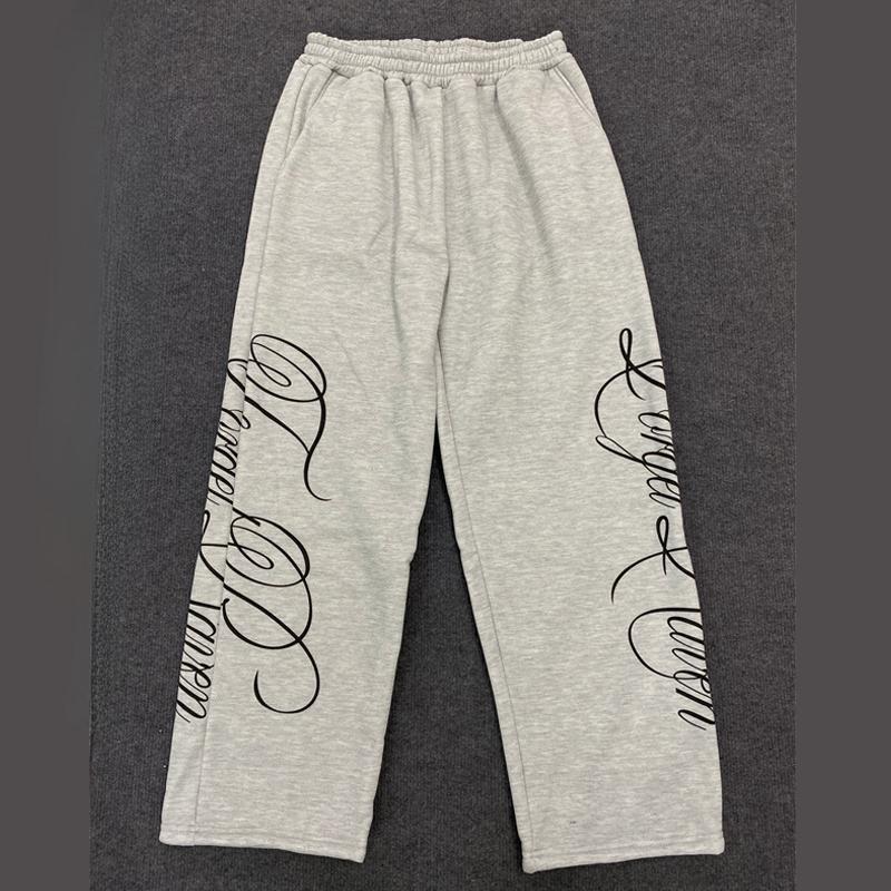 

Трендовые брюки Y2K для весны и осени, уличная мода, с принтом, свободного кроя, прямые L серый