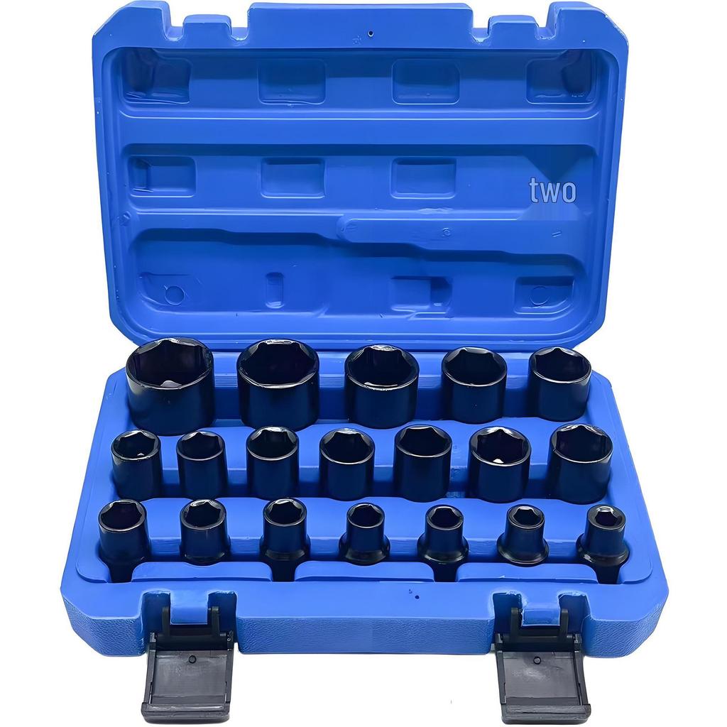 Set de 21 de piese chei tubulare cu 12 puncte cu blocare prin angrenare - Kit de scule pentru reparații auto cu mâner mare, Oțel crom-vanadiu.