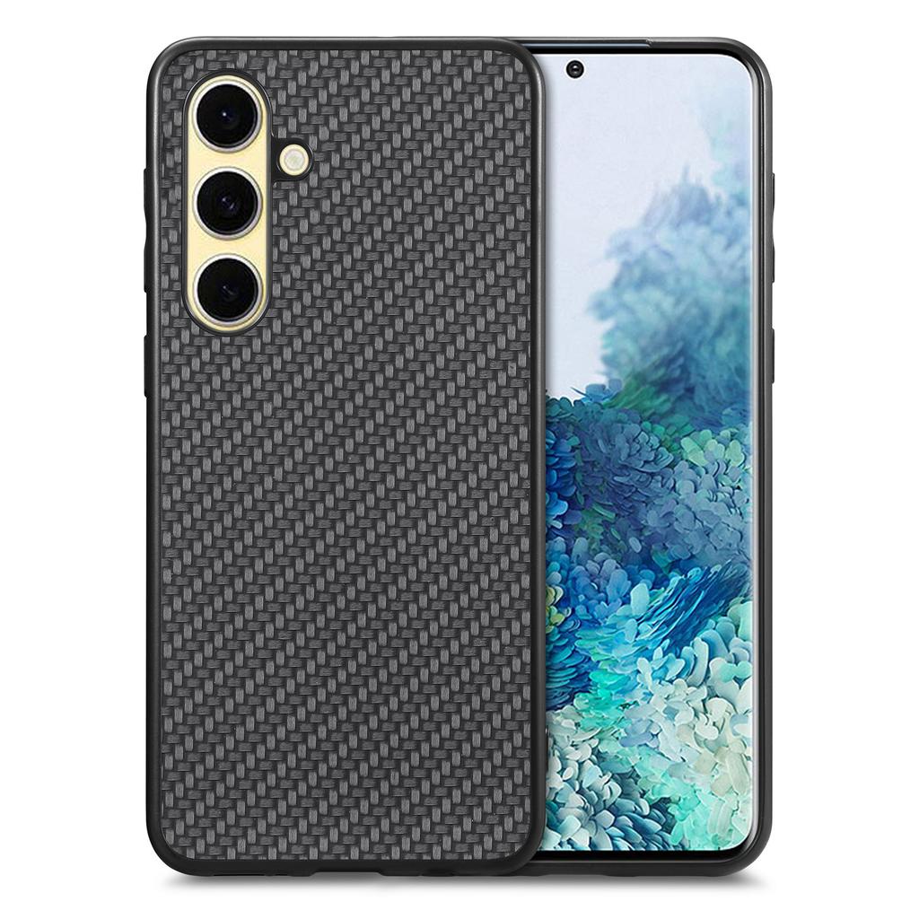 For Samsung Galaxy S25+ Case Carbon Fiber Texture PU+PC+TPU Phone Back Cover