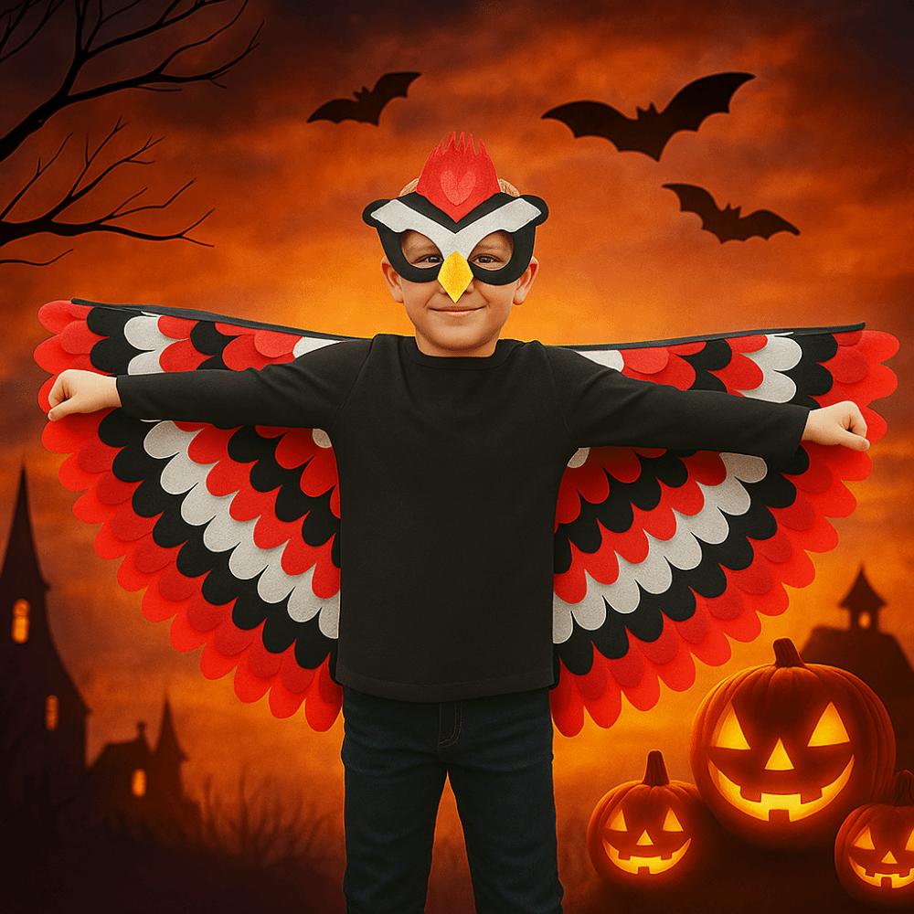 Bird Wings Halloween Cloak with Mask Felt Cloth Cape Mask Set  Stage Performance