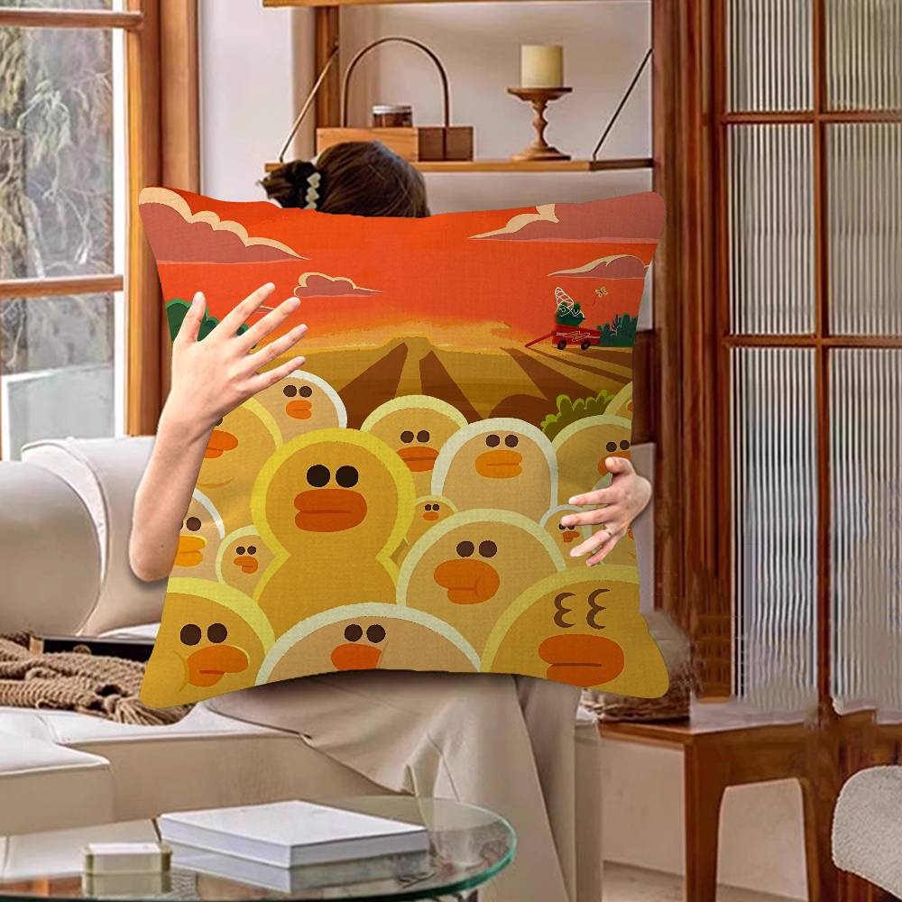 Cute Cartoon Art Duck Pillow Gift Home Office Decoration Bedroom Sofa Car Cushion Cover case 45x45