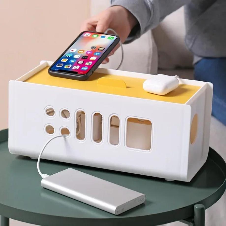 1 Pcs Creative Plug Power Cord Plastic Storage Box Items Cable Organizer Household Desktop Plug-in Board Electric Socket Storage