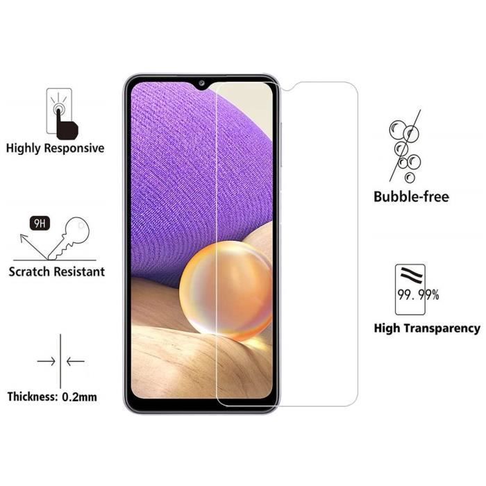 Case for Samsung A32 4G - Phonillico - Soft Silicone - 2 Tempered Glasses - Screen Protector