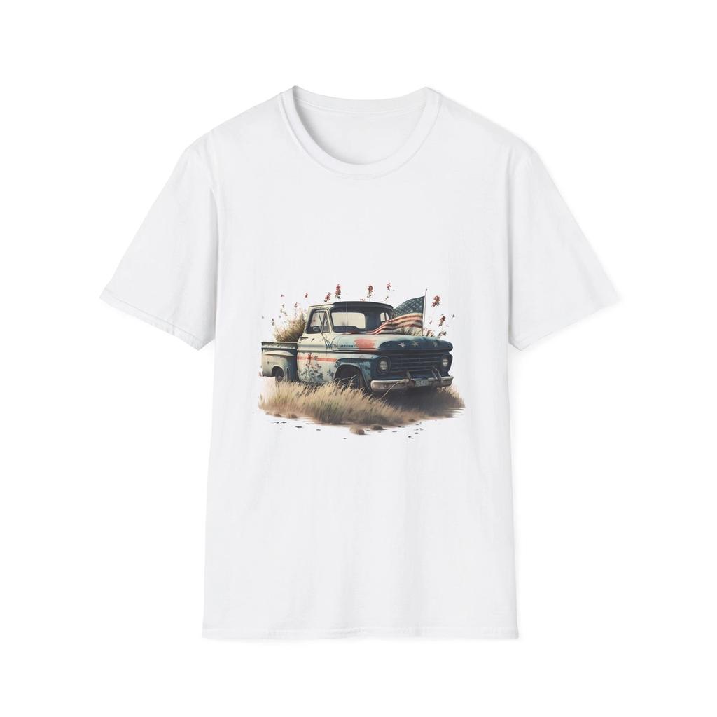 T-shirt Camion Vintage, Maglietta Unisex, Maglietta Bandiera Americana, Stile Retrò, Ottima per