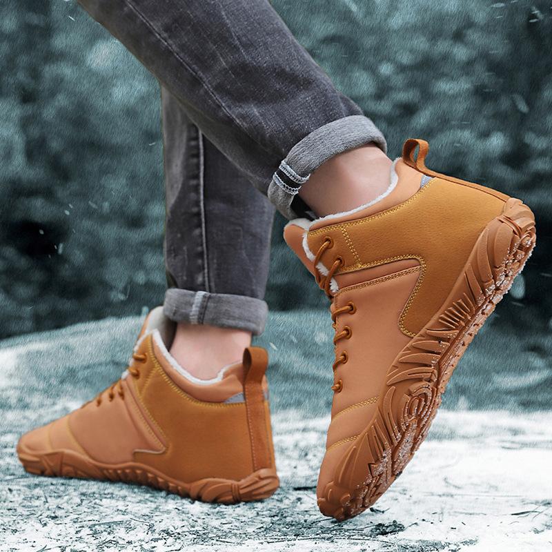 Outdoor winter snow boots men's waterproof barefoot five-finger cotton shoes women's velvet thickened warm non-slip cotton boots