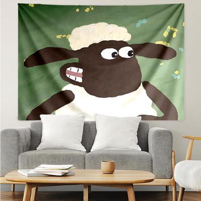 Shaun the Sheep Print Tapestry, Backdrop, Easy Setup, Ideal for Bedroom, Office & Living Room, with Aesthetic Wall Hanging Decor.