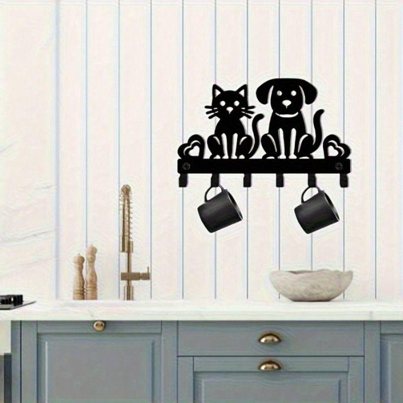 Black Iron Key Holder Wall Hook for Dogs Cats
