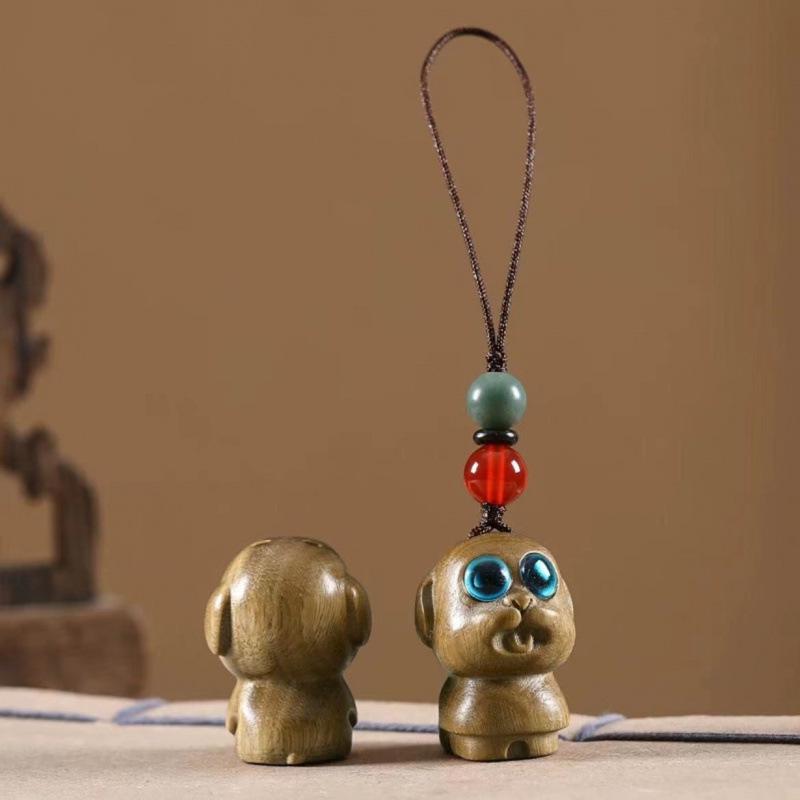 Green Sandalwood Keychain Pendant - Twelve Zodiac Animals, Cute & Exquisite for Phones, Bags, Men & Women