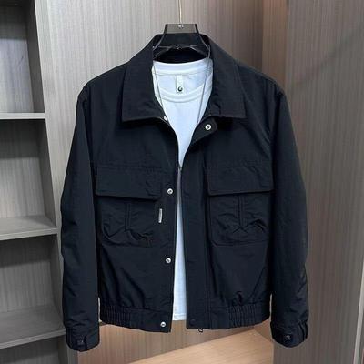Men's Casual Lapel Jacket: Spring/Autumn Fashion, Versatile Loose Fit with Large Pockets