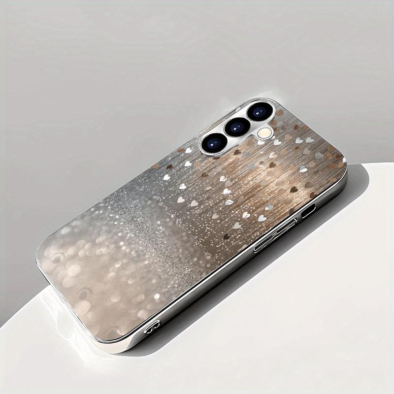 Coque de téléphone plaquée argent avec motif cœur doré premium pour Samsung Galaxy S26 S25 S24 S23 S22 FE Ultra Plus