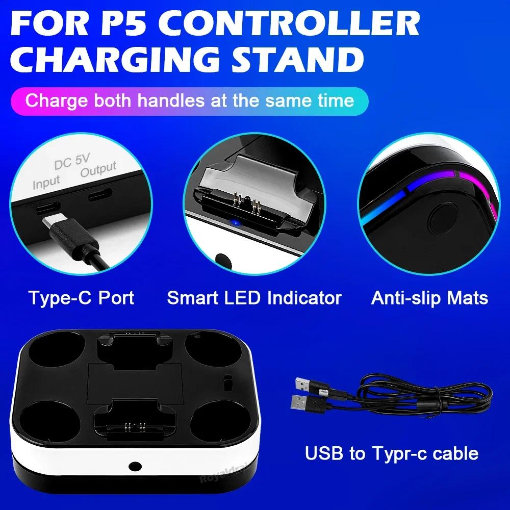 For PS5 Controller Dual Charging Base RGB Fast Charging Station for PS5 Dual Wireless Gamepad Handle Charger Stand