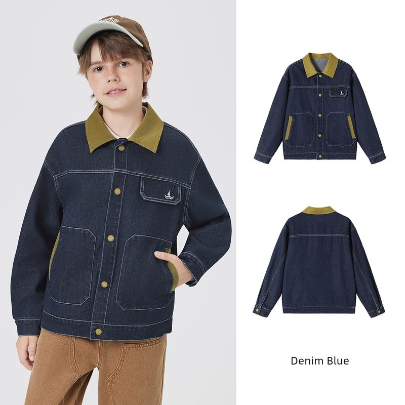 Navigare Italian Small Sailboat Children s Clothing Boys  Jacket 2026 Spring and Autumn Children s Casual Denim Jacket Duse Denim - Denim Blue 140
