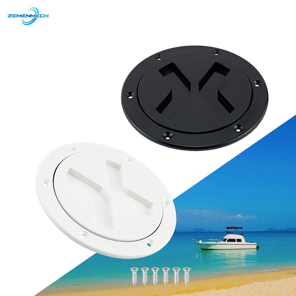thumbnail image 2 of 4 Inch Black ABS Round Boat Deck Plate / Inspection Hatch Cover - Marine Replacement Hatch 2 of 9