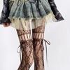 Spring/Summer Hollow Lace Bow Tie Mesh Pantyhose, Y2K Style Tights, Japanese Retro Drawstring Mesh Pants