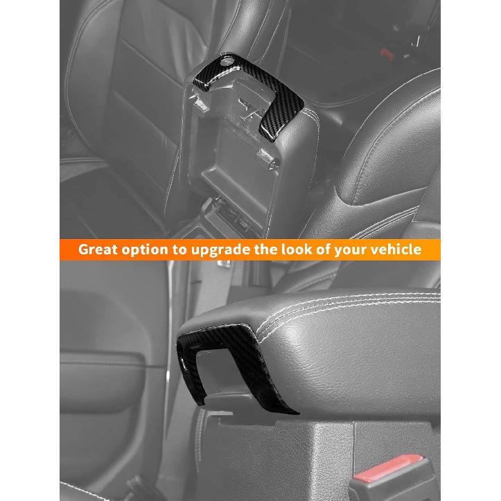 Savadicar Carbon Fiber Interior Accessories - Armrest Switch Bezel Trim Cover for 2018-Present Jeep Wrangler JL JLU 4XE & Gladiator JT - Premium