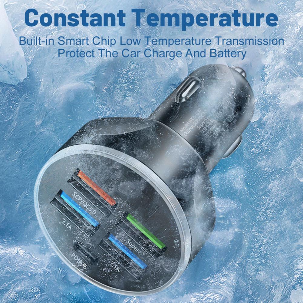 4 Port USB LED Display Car Charger Type C PD 250W Fast Charging Adapter For Samsung IPhone Note Multi-port Car Charg Z8O2