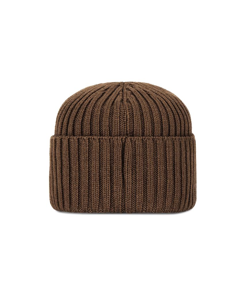 Bajal Va Curved Logo Washed Beanie Brown