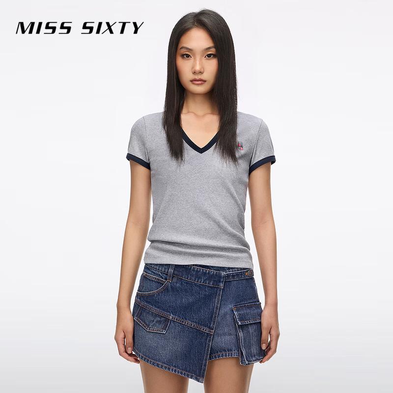 

MISS SIXTY Women s V-Neck Colorblock Printed Short-Sleeve T-Shirt S