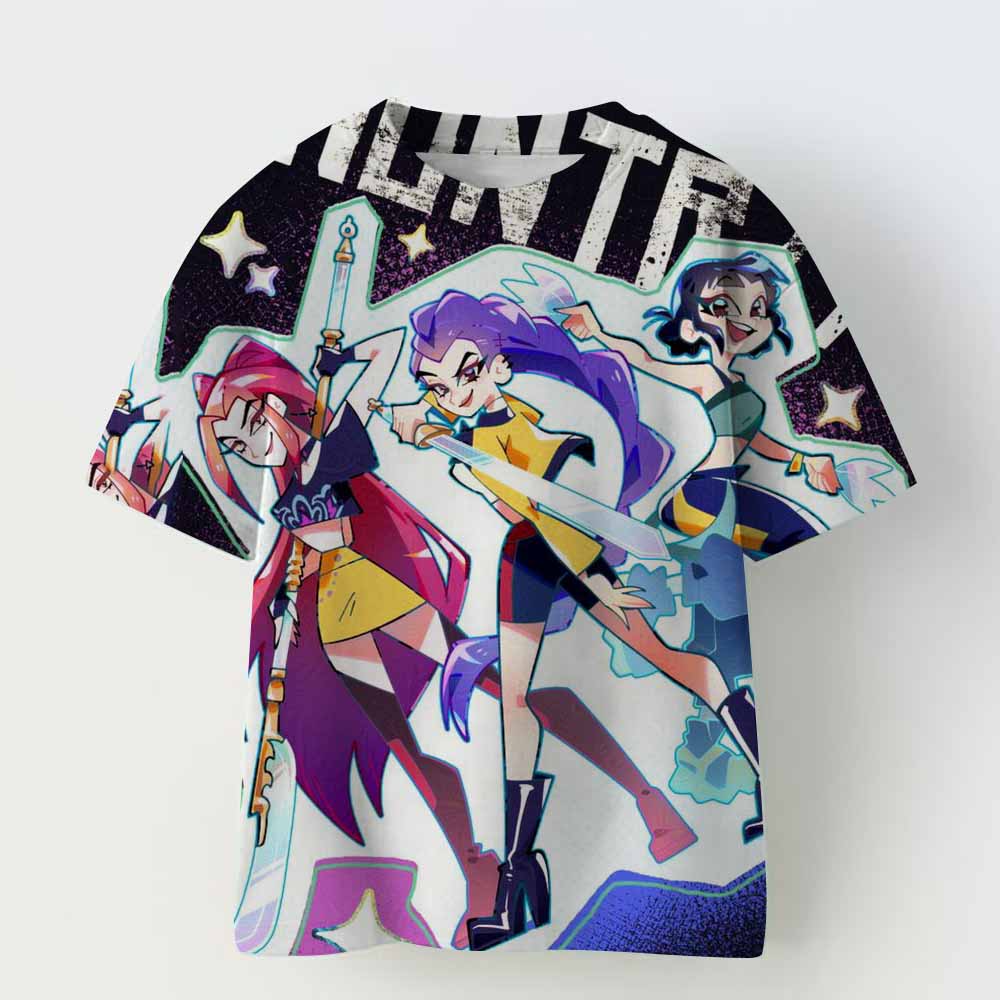 KPop Demon Hunters Tiger Girls Boys T-skjorte K-Pop Demon Hunters Barneklær T-skjorter Søt Tegneserieprint T-skjorte Topper