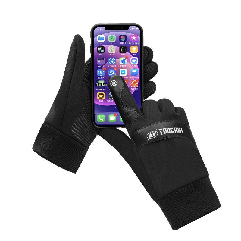 Winter Touchscreen Cycling Gloves: Full Finger, Fleece-Lined, Windproof for Men and Women