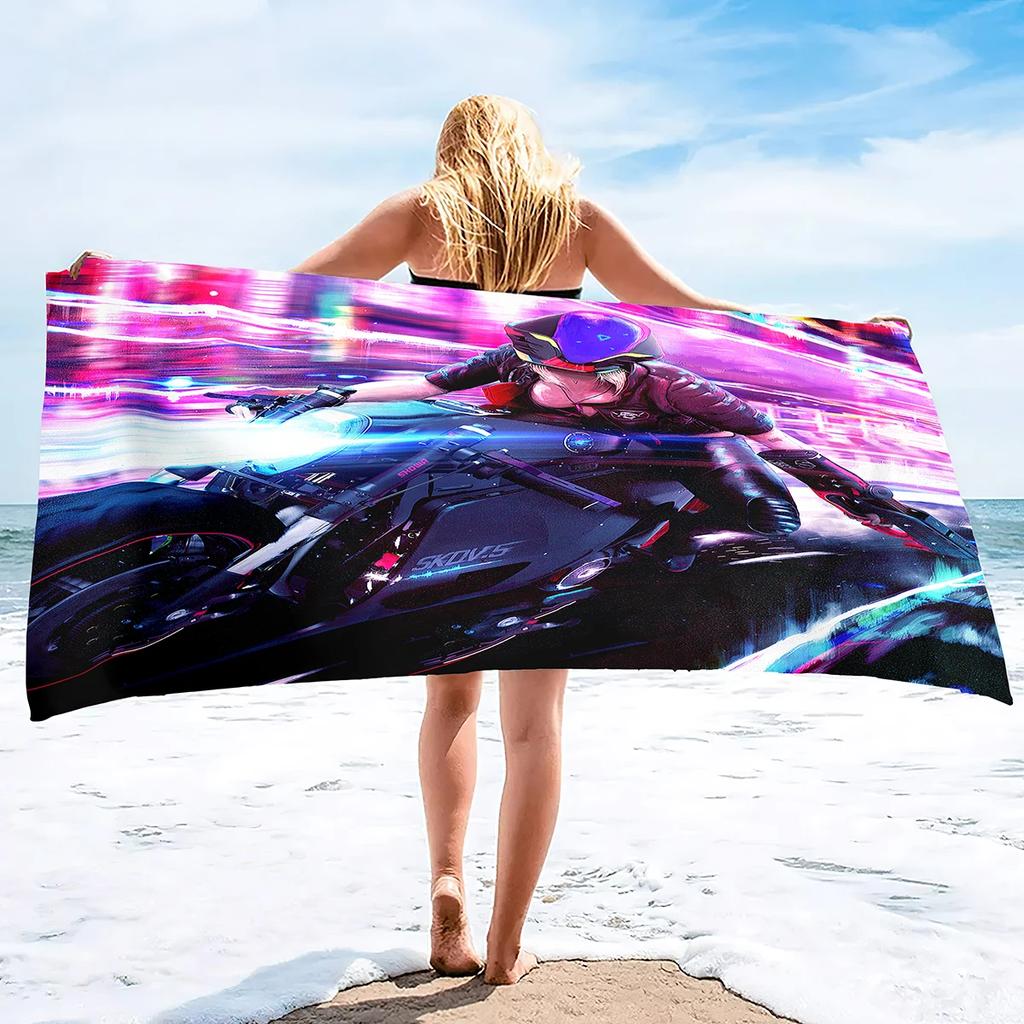 Quick Dry Beach Towels Motorcycle Vehicle Sand Free Ultra Cozy and Bath Towels Water Absorbent Oversize Beach Towel for Boys Men