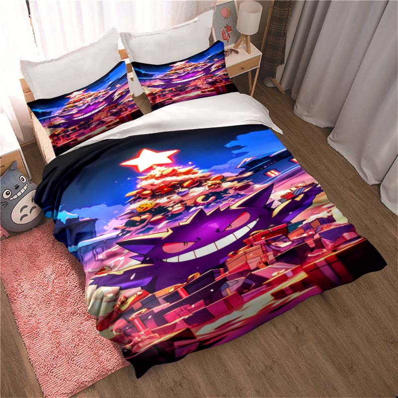 

A Pokémon Gengar-themed bedding set—including a duvet cover and pillowcases—is the perfect choice for decorating your bedroom.01 135x200cm