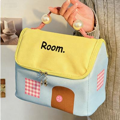 Dopamin Kleines Haus Kosmetiktasche für Damen, Große Kapazität, Fächer, Handgriff, 2025 Neu wasserdicht reisefähig tragbar Aufbewahrungstasche