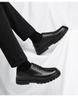 Men's Black Leather Derby Shoes - Winter 2025, Height Increasing, Thick Sole, Casual to Formal, with Plus Velvet for Warmth