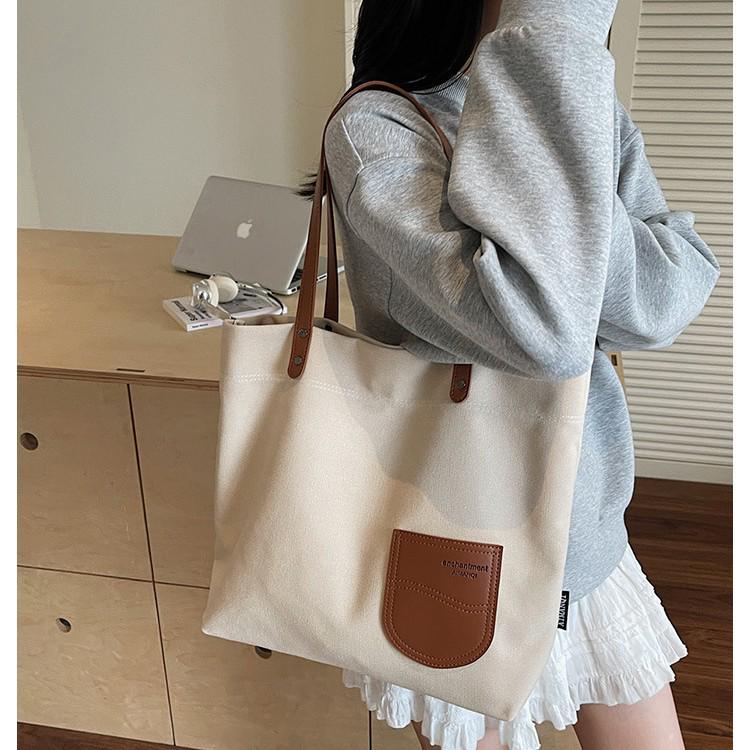 

Canvas Women s Tote - Large Capacity, Versatile Casual Shoulder Handbag Khaki