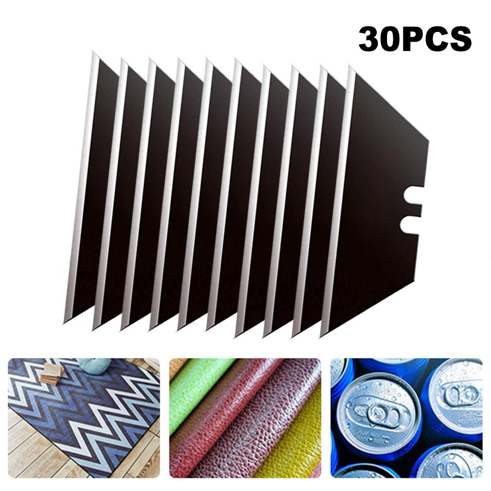 Trapezoidal Blade 2.36×0.7 Inch 30 Pcs Set 60# Carbon Steel Black Silver