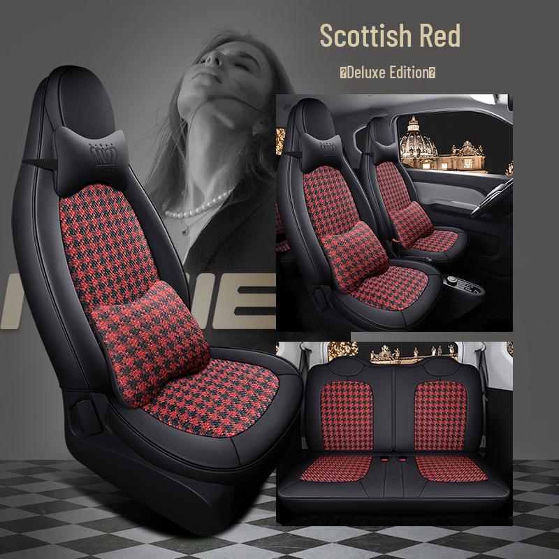 Husă Scaun ST Houndstooth pentru Wuling Hongguang MiniEV - Învelire Completă, Pernă pentru Toate Sezoanele