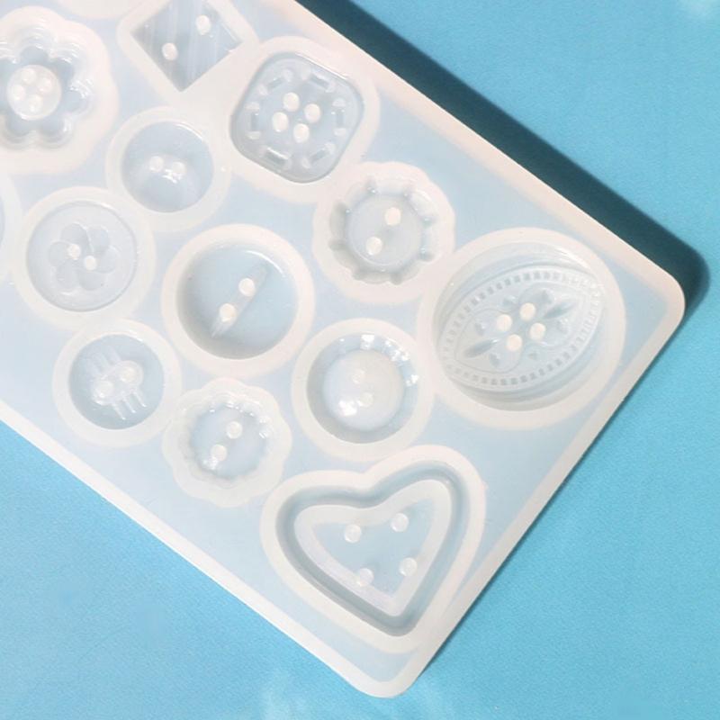 Button Mold with Hole Mold Non-stick Art Mold Decoration Cake Baking Tools DIY Silicone Mold Resin Button DIY Pendant Necklace