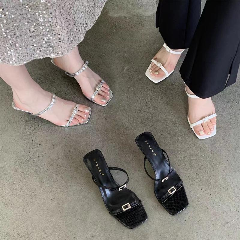 New Women's Shoes Summer Design Metal Strange High Heel Sandal Summer Women Slipper Slip-On Sliders Broken Ladies Sandals