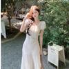 Summer Waist Temperament Design Senior Sense Gentle Long Dress French Coffee Break Elegant Jacquard Short Sleeve Dress Female Tide
