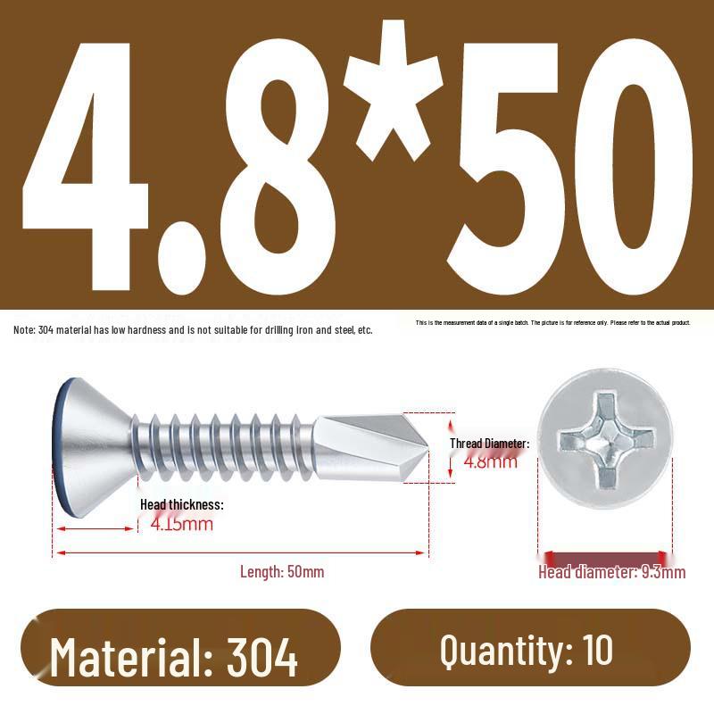 Phillips Flat Head Blue Zinc Plated Stainless Steel Self-Drilling & Self-Tapping Screws M3.9-M5.5