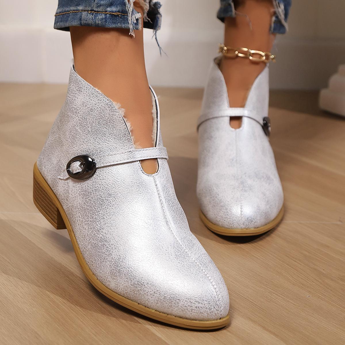 

Модные зимние женские ботильоны с острым носком, однотонные, новинка 2024 года, горячая распродажа, модная нескользящая женская обувь для отдыха на природе Botines Mujer 36 бежевый